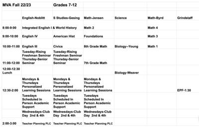 9-12 schedule